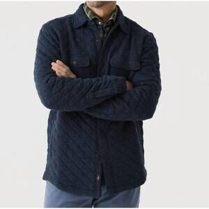 NEW FAHERTY epic quilted fleece cpo jacket in navy melange